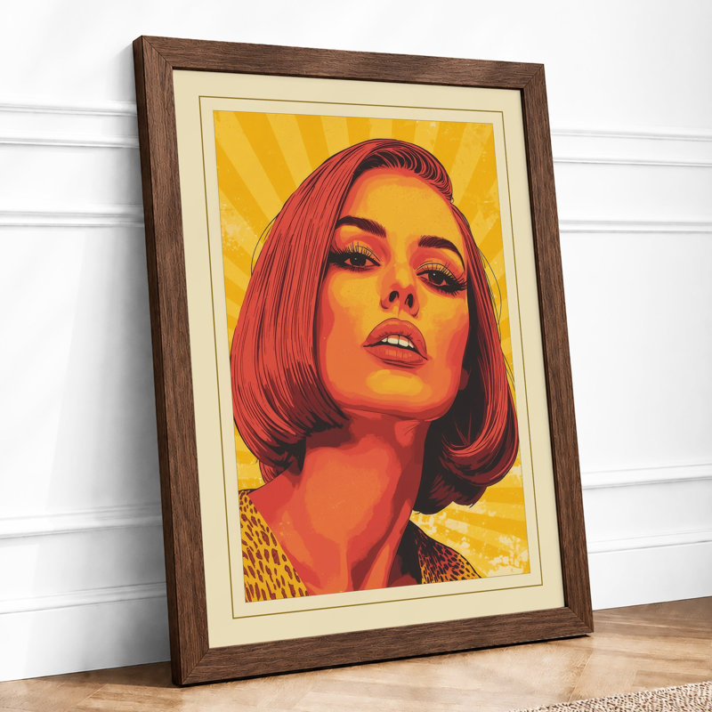 Pop Star Portrait Pop Art - Framed Print, A2 - 59.4 x 42.0 cm, Walnut