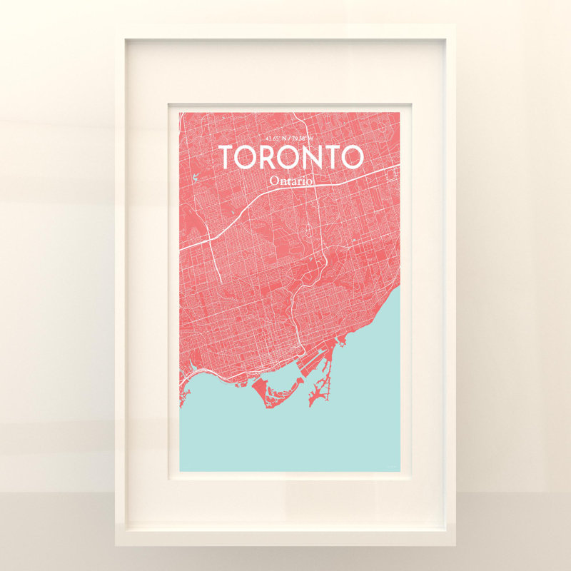 Toronto City Map in Maritime 1 Piece Wall Art, 36cm H x 24cm W x 0.05cm D