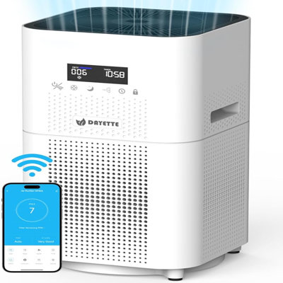 Purificateurs d'air intelligents WIFI pour la grande pièce de la maison jusqu'à 3000 pieds carrés, filtre à air APP et Alexa, filtre HEPA H13 Ture pour les allergies, poussière de fumée de squames d'animaux, mode veille de 22Db pour la chambre à coucher
