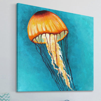 'Jellyfish Yellow' Print on Wrapped Canvas