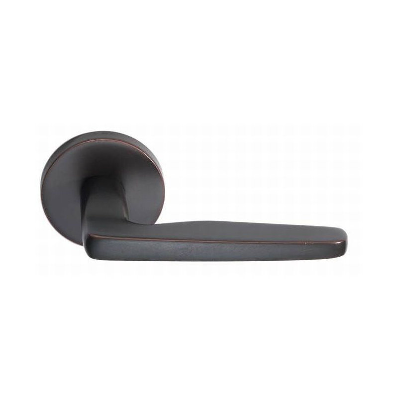 Hermes Flat Passage (Hall & Closet) Door Lever with Round Rosette, Right, Oil Rubbed Bronze