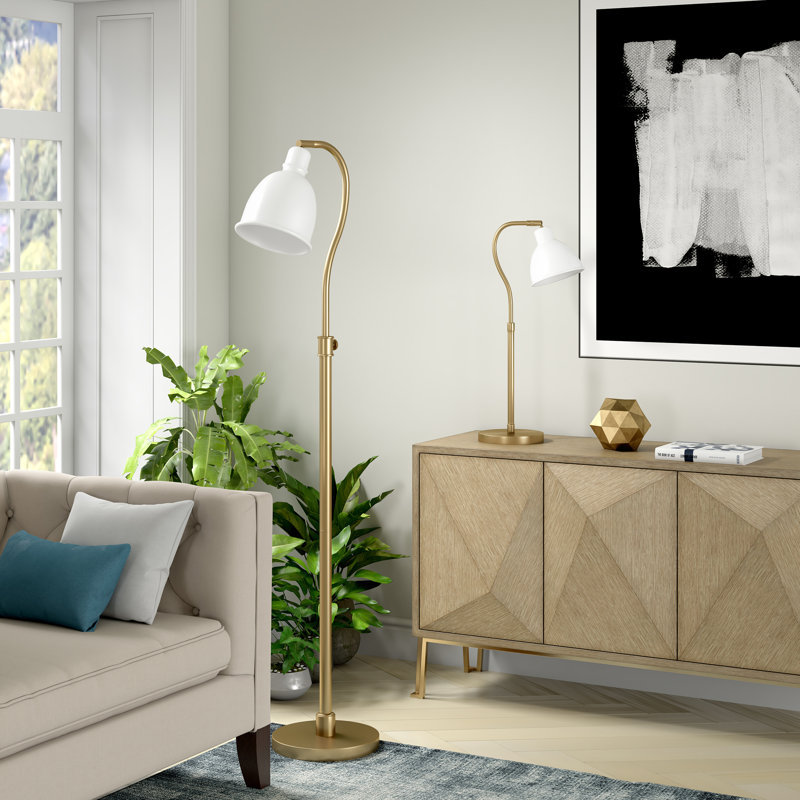 Vincent Metal Desk Lamp, Brass/White, Matte White