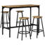 Ensemble de table de bar 5 pièces, hauteur de comptoir, plateau en bois brun rustique, structure en métal noir, 4 tabourets de bar. Ensemble de repas/pub gain d'espace idéal pour une petite cuisine, un appartement ou un coin repas.