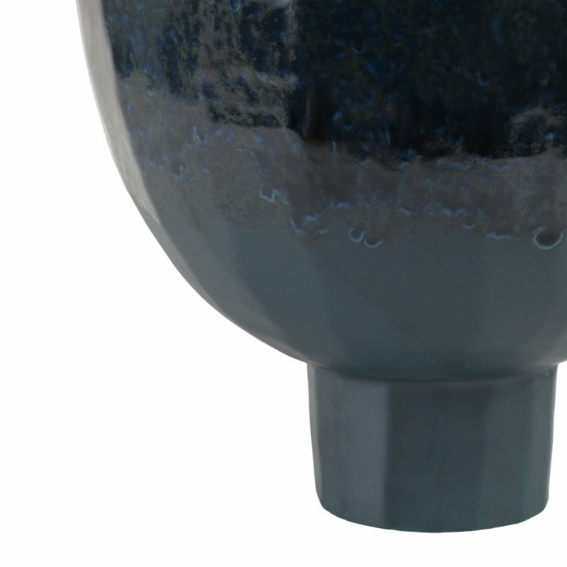Handcrafted Pottery Earthenware Vase with Textured Glaze and Modern Pedestal Design