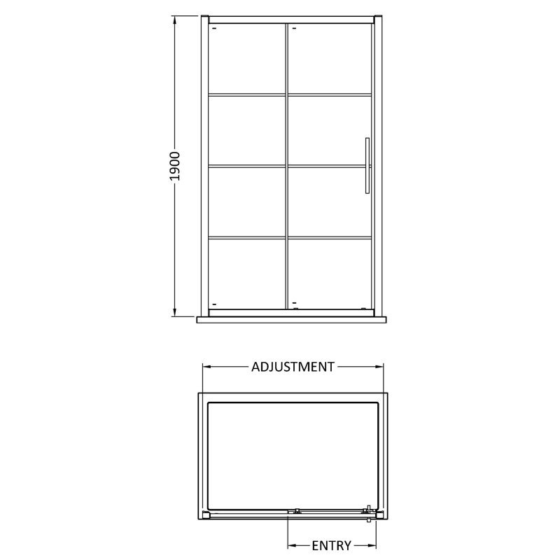 Apex 1950mm H Hinged Semi-Frameless Shower Door with Clear Glass, 195cm H x 57cm W