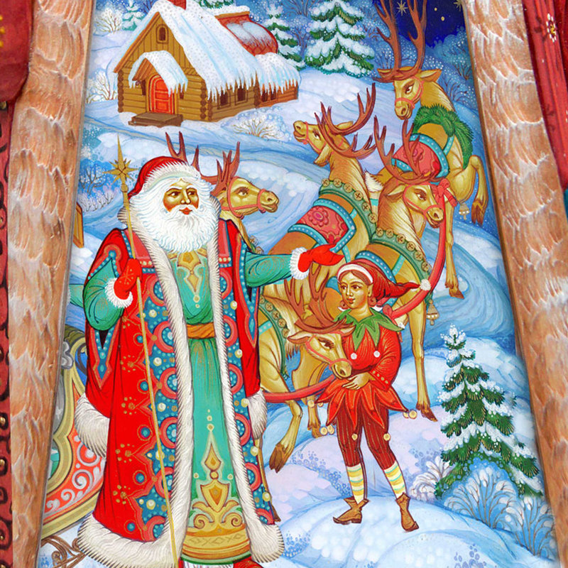 Masterpiece Wood Carved Christmas Courier Santa Figurine