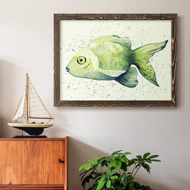 " Speckled Freshwater Fish I ", 18" H x 26" W x 1.5" D, Walnut Framed