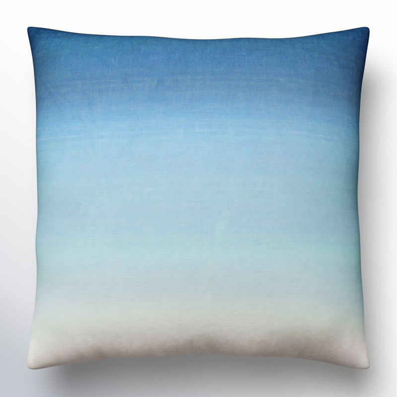 Deadra Ombre Linen Reversible Throw Pillow, Down, Deep Teal, 22" x 22"