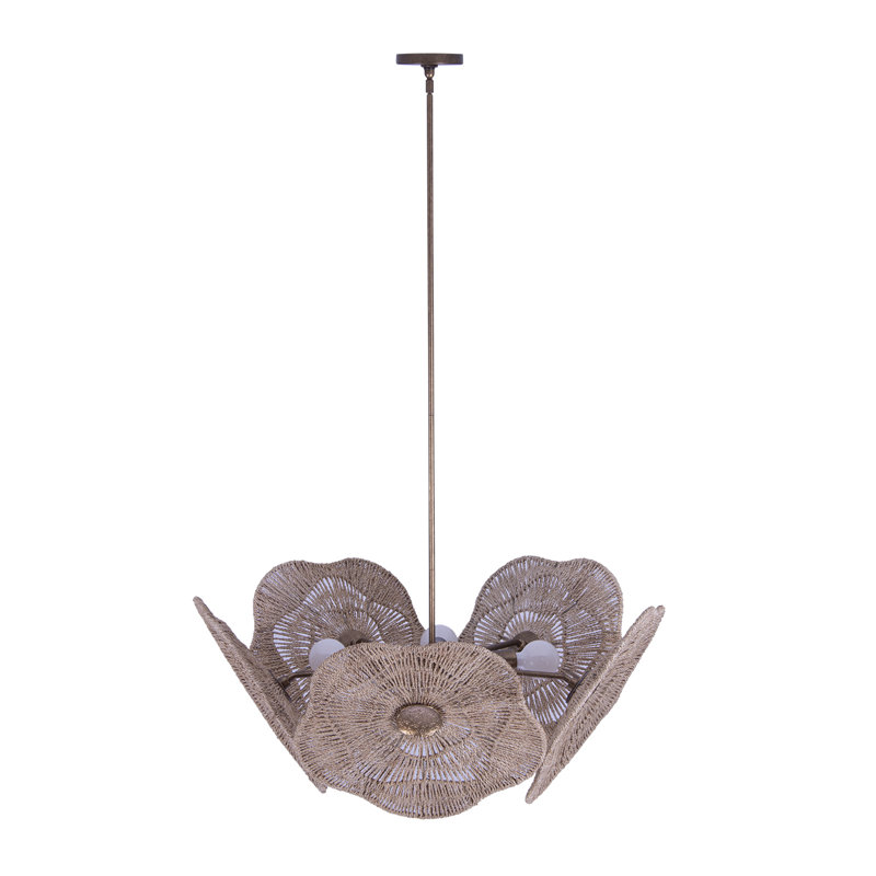 Poppy 5 LT Pearlized Antique Brass Chandelier Kalco