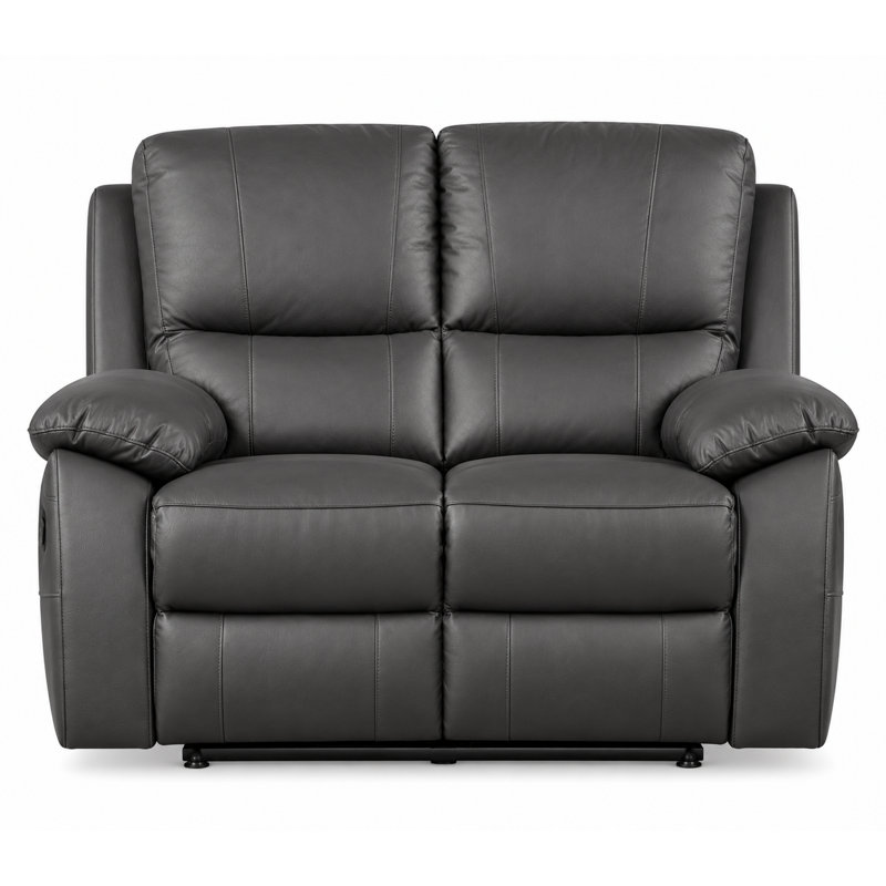 Canapé inclinable 2 places en cuir anthracite, 152 cm (60 po), style moderne et compact., Charcoal