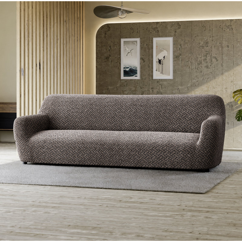 Stretchy Slipcover for Sofa - Durable & Stylish - Microfibra Printed Collection, 120" W, Universo Gray