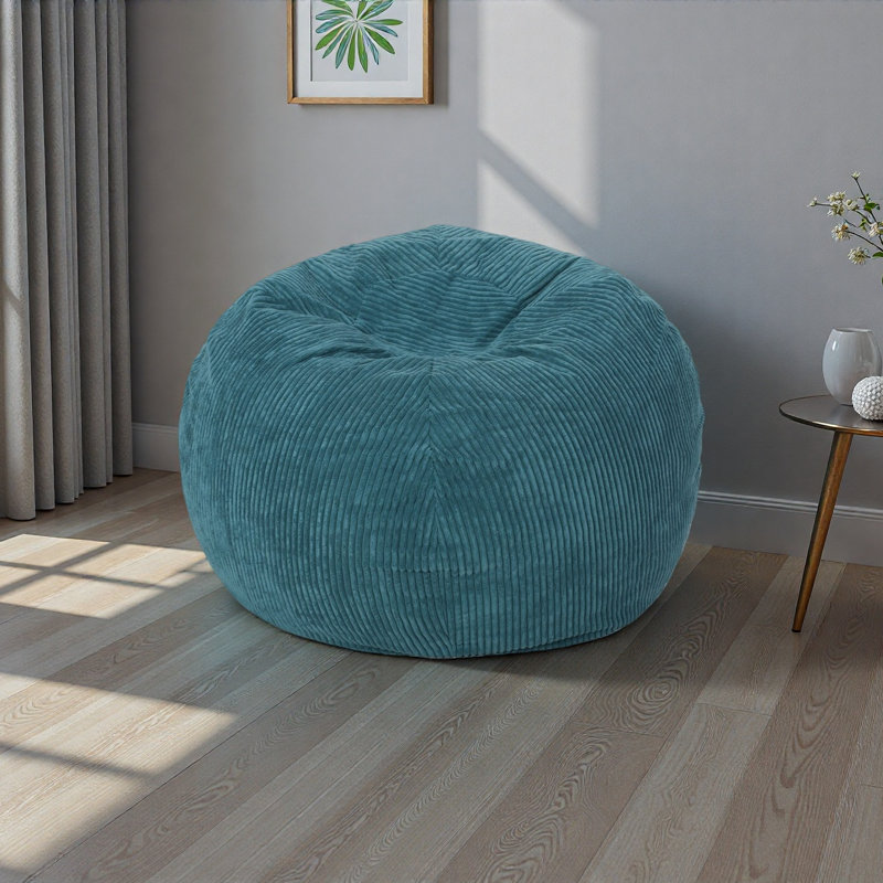 Polyester moderne en velours côtelé 3 pi Fauteuil à billes, Bleu sarcelle foncé
