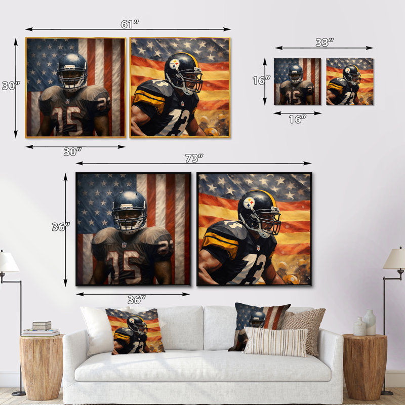 Joueur de football Patriot, Cadre flottant noir, H 16 po x l 33 po