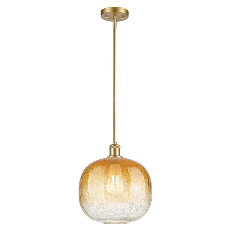 Mini-luminaire suspendu à tige 1 lumière 11 po Ballston - Ameliya, Ambre, Or satiné