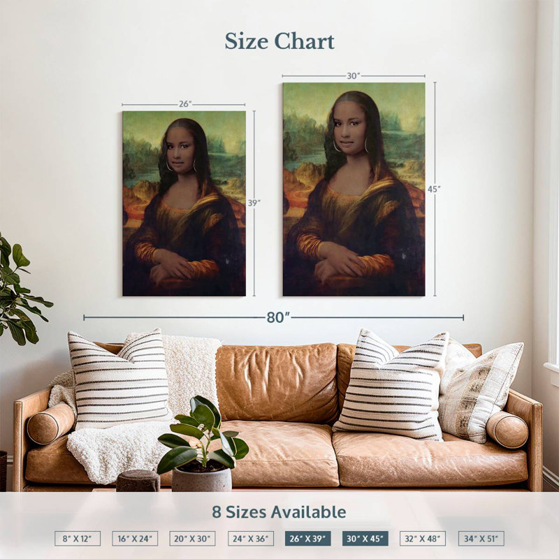 Leisha Mona Lisa d'inspiration afro-américaine, H 39 po x l 26 po