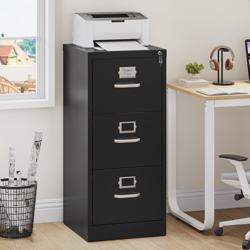 Melchora 45.8cm Wide 3 -Drawer File Cabinet, Black