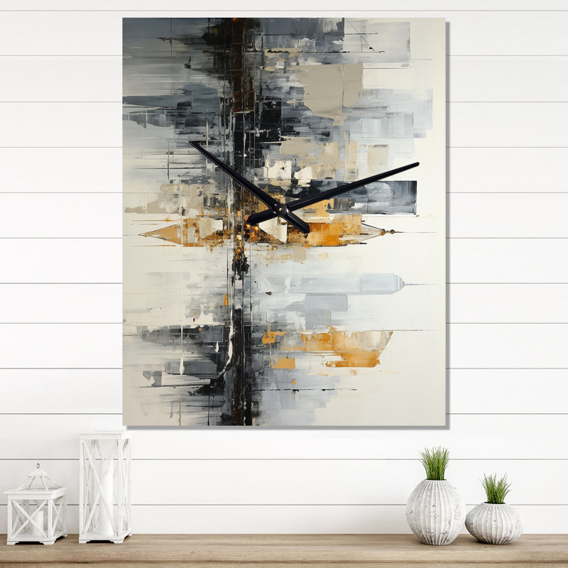 Horloge murale abstraite Cityscape IV - Collages abstraits, H 32 po x l 24 po x P 1 po
