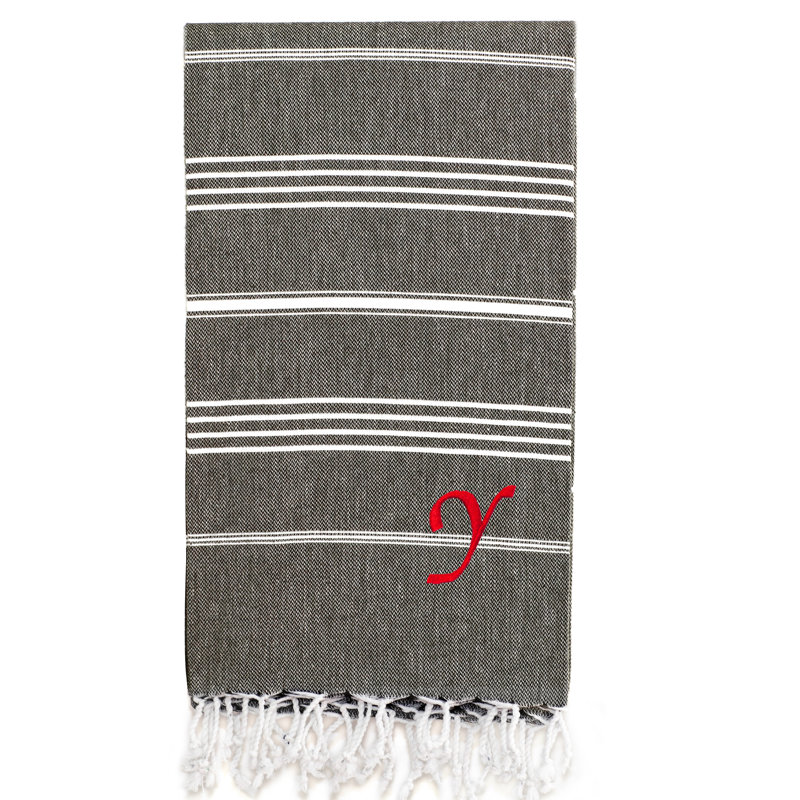 Serviette de plage 100% coton Pestemal Lucky, Gris foncé / Blanc, Y