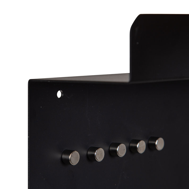 Black Metal Wall Organizer with Shelf and Hooks