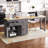 74.5 Inch Kitchen Island With Extendable Dining Table , Rolling Kitchen Island On Wheels With Spice Rack And 2 Drawers, 4 Door Cabinet, For Kitchen, Dining Room, Grey (Two Packages)