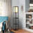 Maxwell 63 in. 3-Shelf Modern USB and Wireless Charging LED Floor Lamp with Fabric Square Shade-64497595