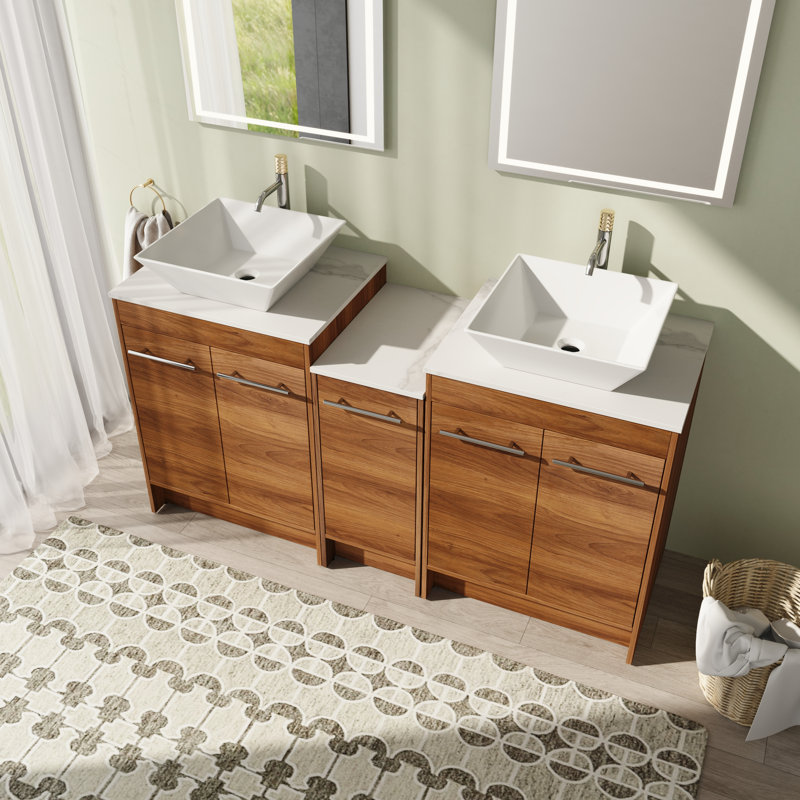 Aranwen 58.93'' Double Bathroom Vanity with Sintered Stone Top