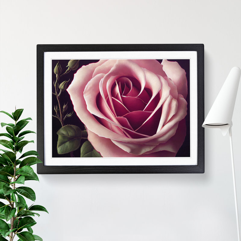 An Exceptional Rose Flower - Framed Print, 46cm H x 64cm W x 2cm D, Oak
