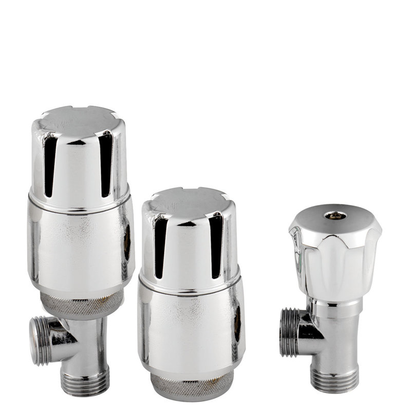 Angled 3 Piece Thermostatic Radiator Valve Set