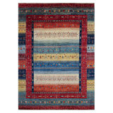 Hand Knotted Wool Southwestern Area Rug in Dark Gray/Red/Blue/Yellow