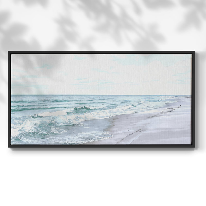 Méditation Tranquil Ocean I - Toile tendue avec châssis encadré - Prêt à être accroché, Noir, H 21 po x l 41 po