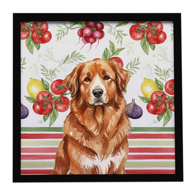 Reddish Brown Great Pyrenees Vegetables Framed Metal Print