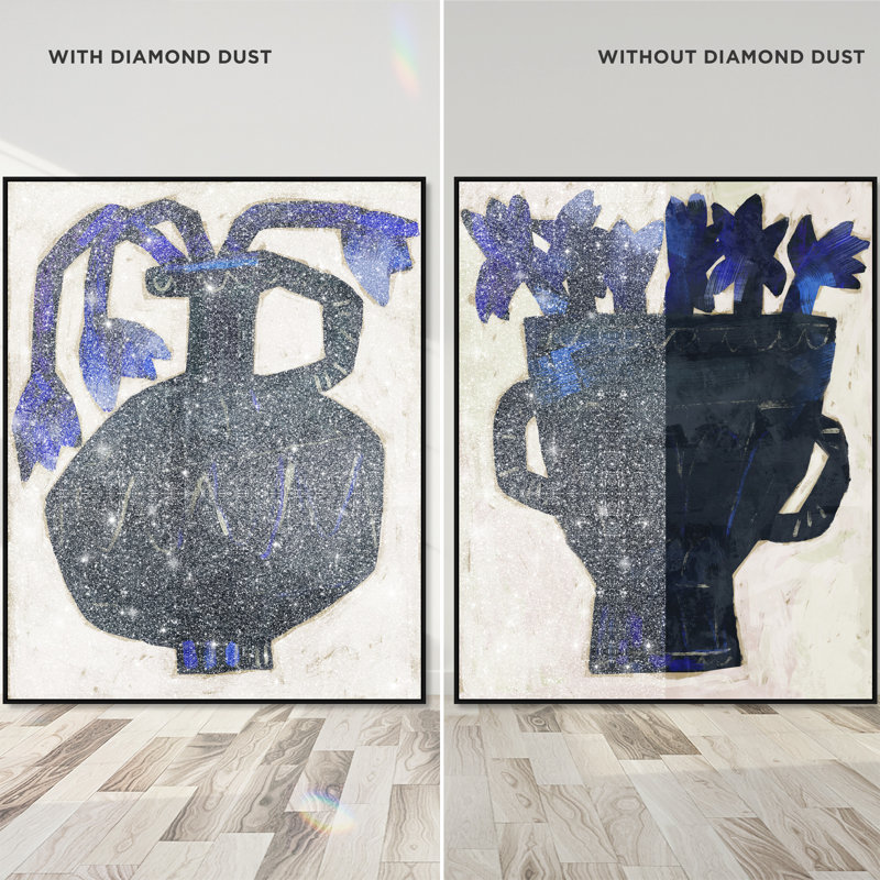 Indigo Vases Set Set by Oliver Gal, 74"H x 62"W, Black Floater Frame