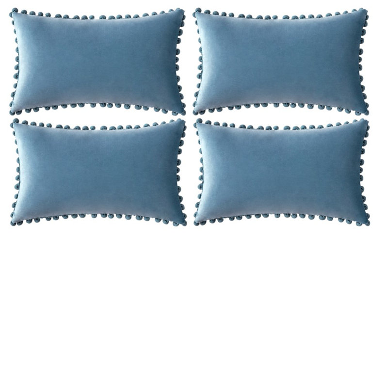 Housse de coussin en velours, Bleu eau, Housse de coussin seulement - sans coussin, 14 po x 20 po