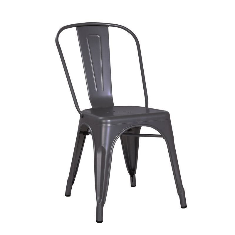 Julianne 45cm H Slat Back Stacking Side Chair, Grey