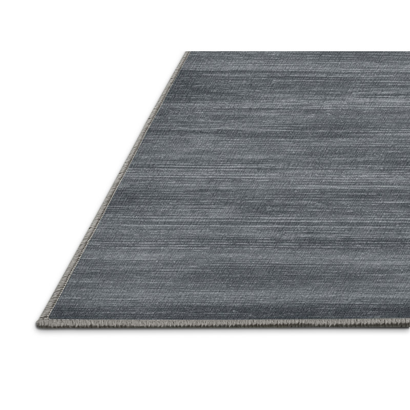 Machine Washable Solid Gray Area Rug, Rectangle 5' x 7'