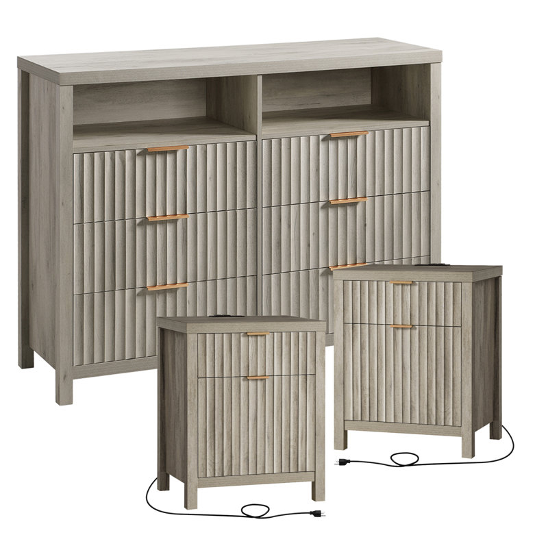 Ensemble de chambre à coucher 3 pièces Arrilla, gris