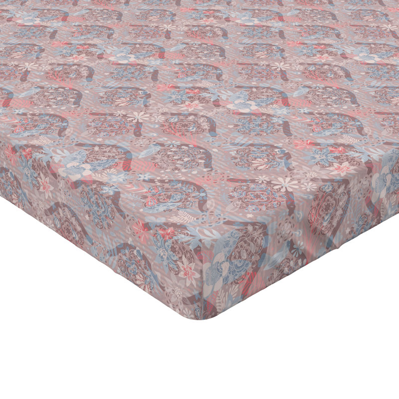 Drap-housse Ambesonne, Bleu doux, mauve foncé / floral, Drap-housse très grand californien