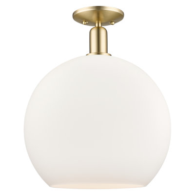 Arcadia - Chippenham - 1 Light 14" Semi-Flush Mount - Champagne Bronze Finish - Matte White Shade