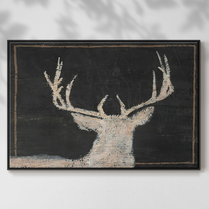 Toile tendue avec cadre Brow Tine Deer II, H 27 po x l 41 po x P 2 po, Noir