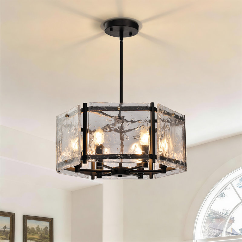 Kanode Leyla 19.7" W 6-Light Dimmable Drum Chandelier, Matte Black