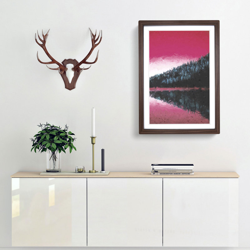 The Pink Forest Angles in Abstract - Picture Frame Graphic Art Print, 36cm H x 27cm W x 2cm D, Walnut Framed
