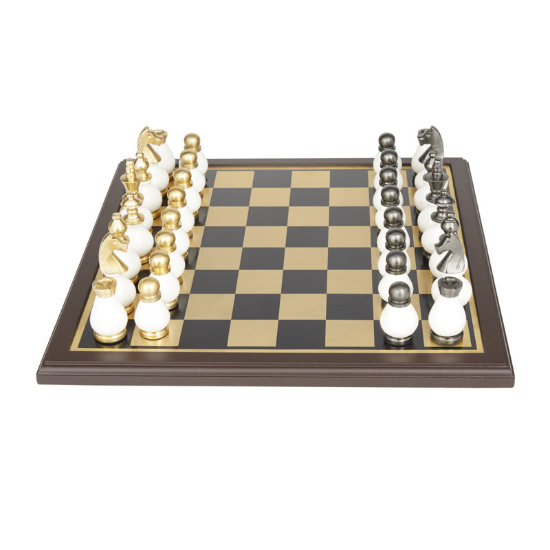Ensemble de jeu en aluminium Neta, H 4,35 po x L 15,95 po x l 15,95 po, Or/blanc