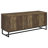 Herringbone Door Front Tv Console In Rustic Oak With Adjustable Shelves And Gunmetal Metal Legs Contemporary Stand Pattern Sled Trestle For Living Areas