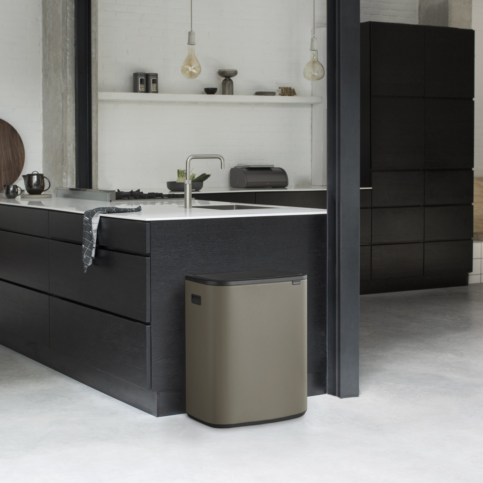 Brabantia Bo Touch Top Dual Recycling Can, Platinum