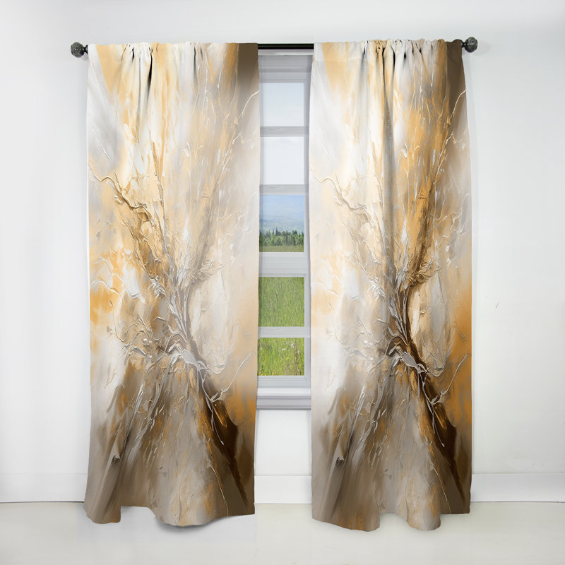 Gold and Silver Chromatic Essence I - Modern Curtain - Velvet Room Darkening - 1 panel, 52" W x 120" L