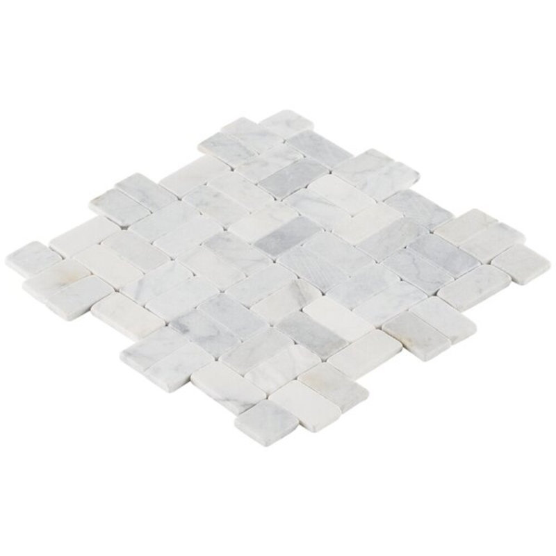 Nature Antique Lava Black Pebble Mosaic Tile, Carrara
