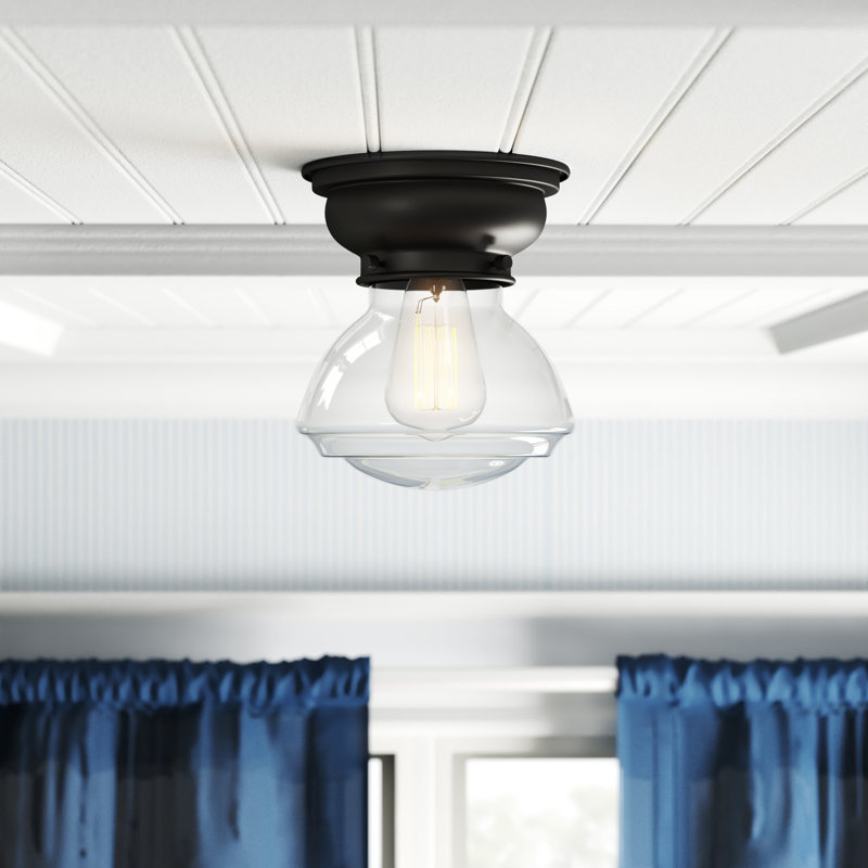 Chesterville Glass Flush Mount, Clear, No Bulb Included, Matte Black
