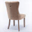 Ensemble de 2 pièces, chaise de salle à manger en bois massif touffeté kaki avec garniture cloutée