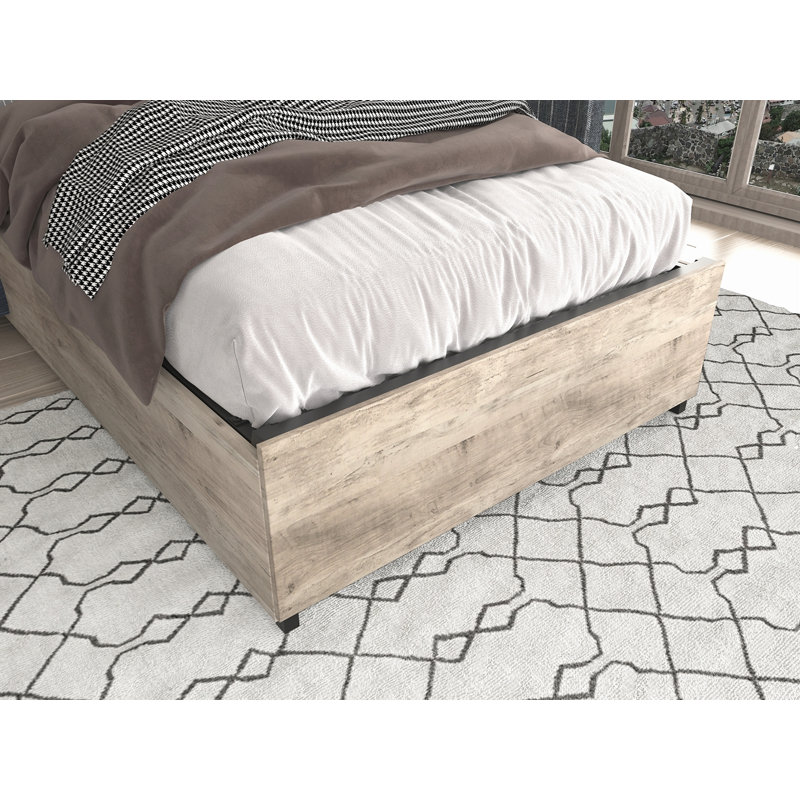 Lits simples avec rangement et cadre de lit, Gris délavé, Simple
