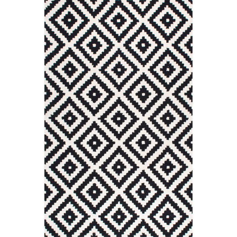 Drubin Geometric Wool Hand Woven Area Rug, Rectangle 183 x 274cm
